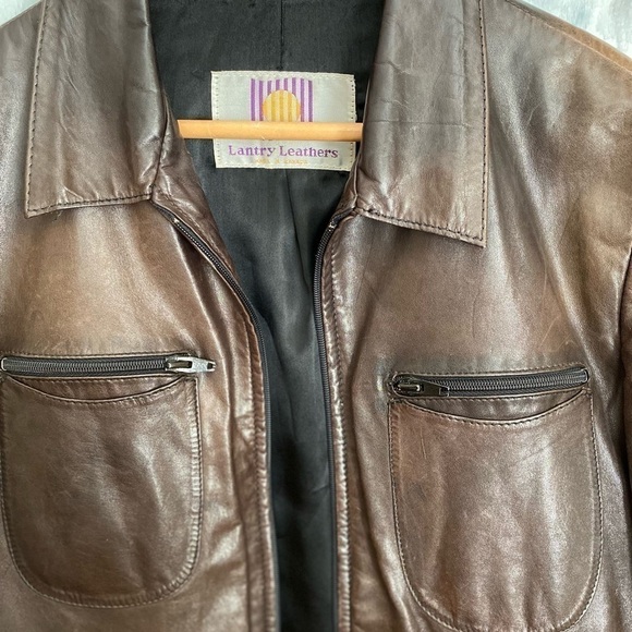 ⌛️Vintage Leather jacket, distressed dark brownw - Picture 3 of 11